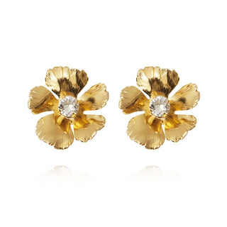 Anemone Earrings Crystal Gold