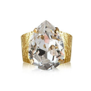 Classic Drop Ring Crystal Gold