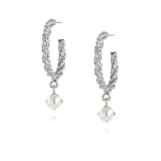 Elena Earrings Pearl Rhodium