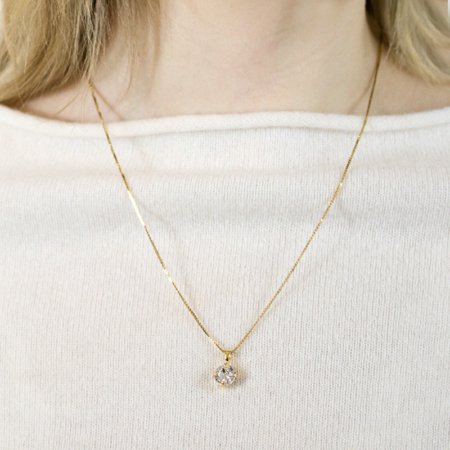 Caroline Svedbom Petite Stud Necklace Crystal Gold