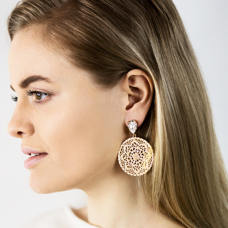Caroline Svedbom Earrings Alexandra Crystal Gold