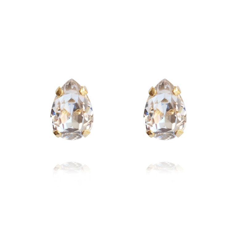 Caroline Svedbom Petite Drop Stud Earrings Crystal Gold - DAYSTYLE