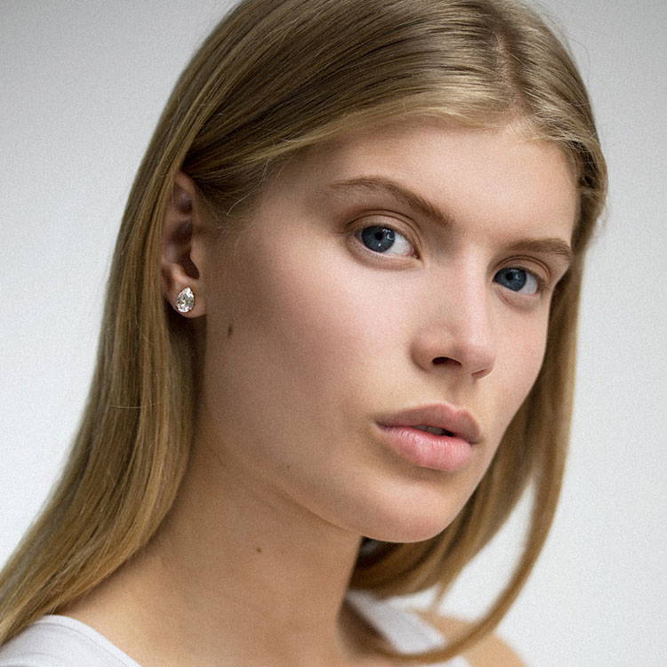 Caroline Svedbom Petite Drop Stud Earrings Crystal Gold